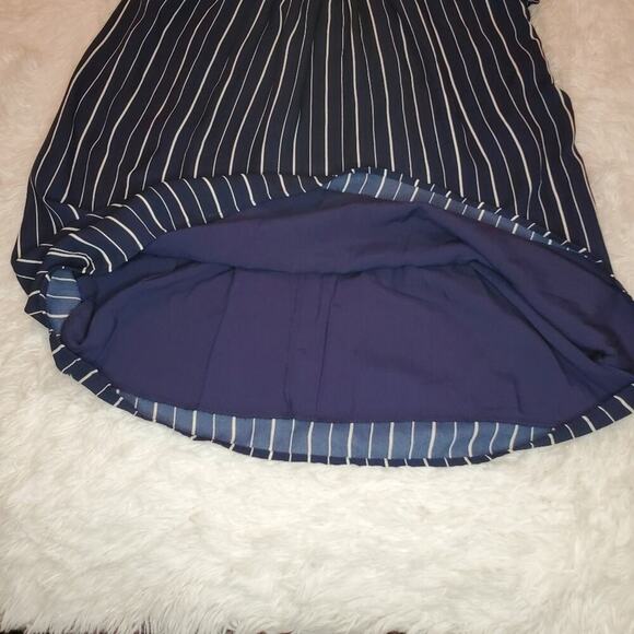 2/$30 Honey Punch Dark Blue Vertical White Stripe  Mini Dress Small - Picture 5 of 9